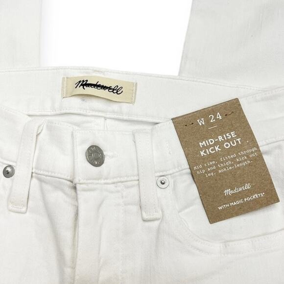 Madewell Mid Rise Kick Out Crop Jeans Pure White NI961 size 24 NWT - Picture 6 of 8